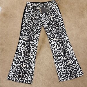 Roberto Cavalli Black and White Animal Print Pants